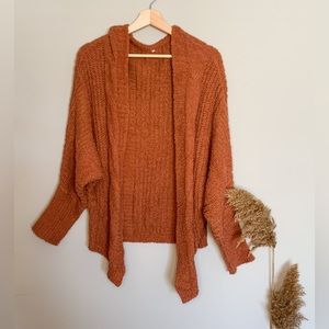 Casual Oversized Long Batwing Sleeve Open Front Slouchy Soft Fuzzy Knit Crop
